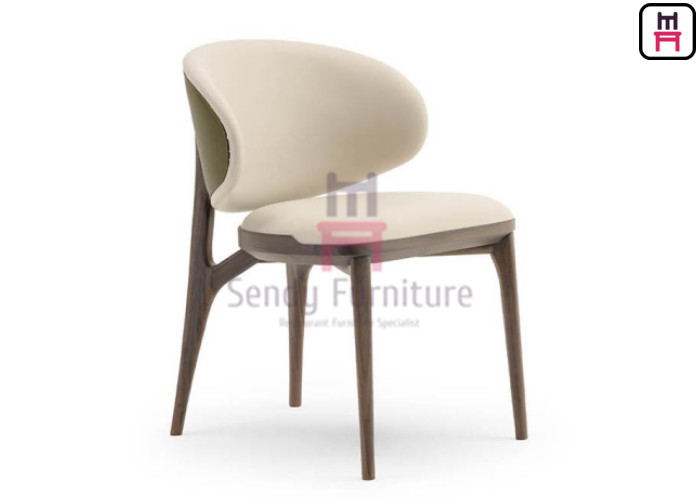 Shell Shape Upholstered Leather Chair With Ash Wood Structure