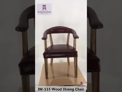 صندلی چرمی روستیک داخلی قهوه ای / صندلی ناهار خوری چوب بلوط محکم با بازو