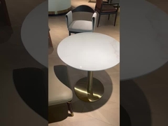 مربع قرارداد سنگ مرمر جلسه میز ناهار خوری چوبی دو رنگ مواد پایه آهن